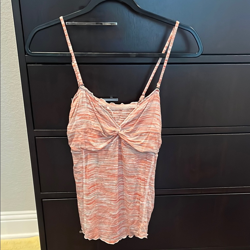 Never worn, Free People tank, burnout thin soft, pink and orange, medium